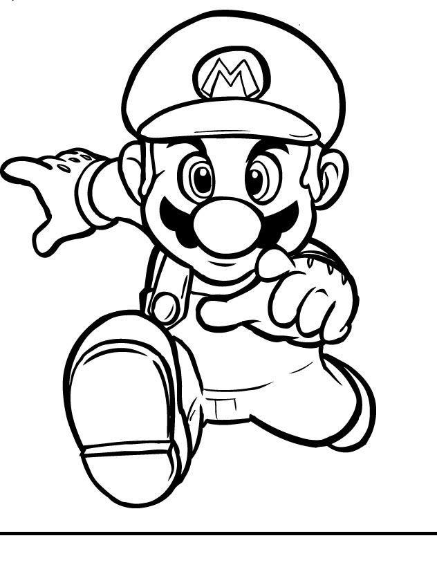 Mario Coloring pages Black and white super Mario